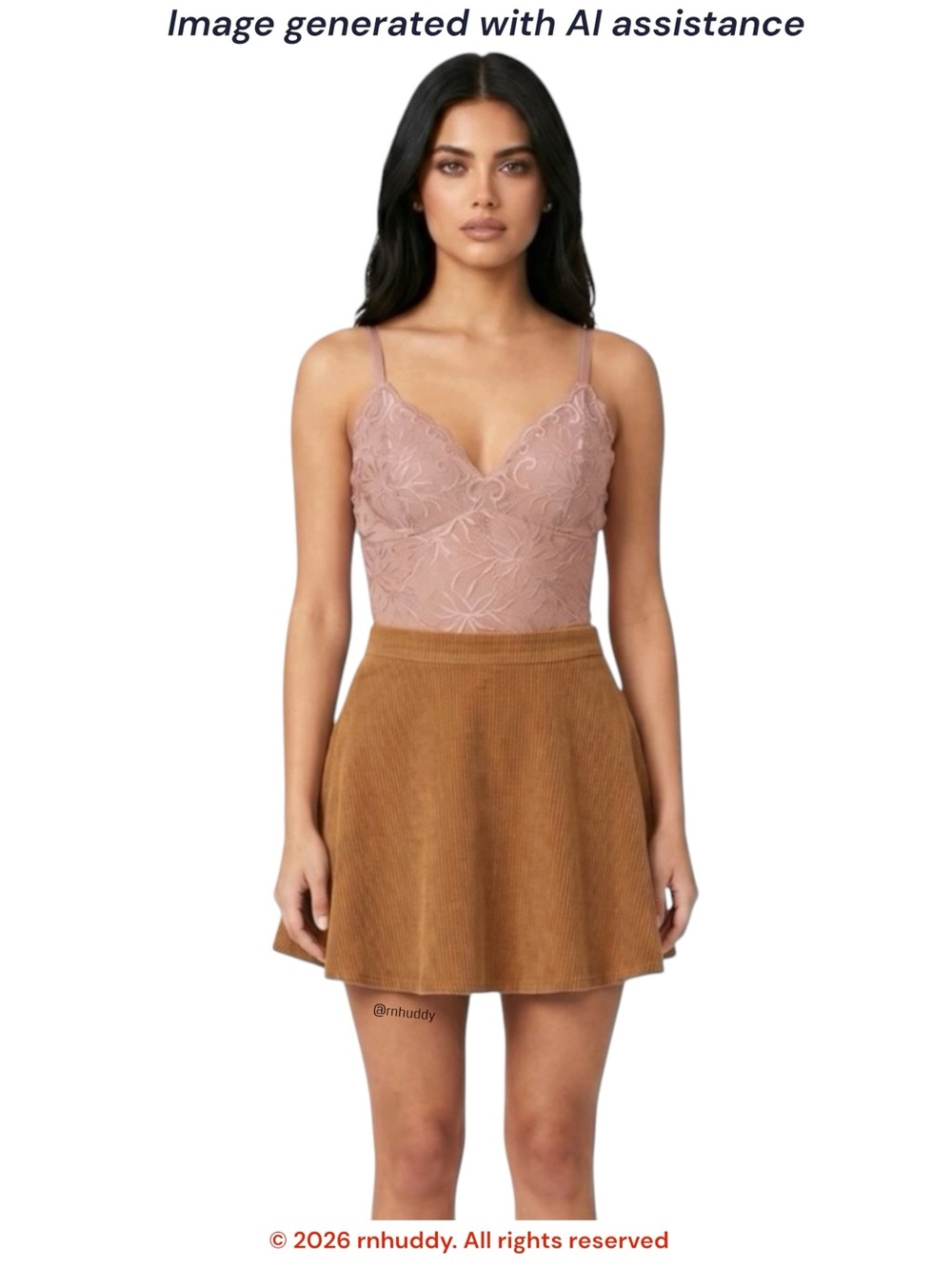 American Apparel S tan corduroy skater circle skirt